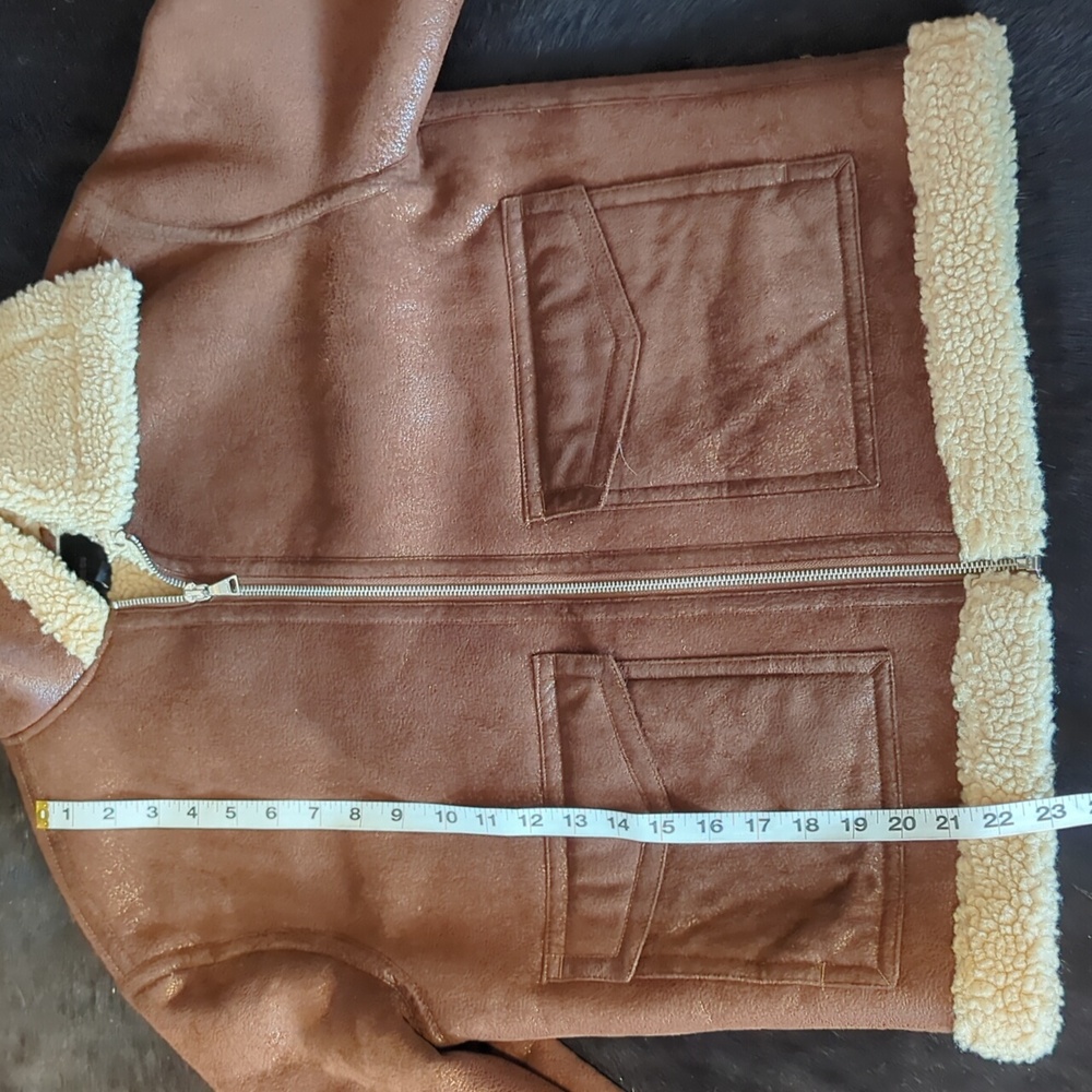 New Without Tags Express Brown and Cream Teddy Jacket with Sherpa Lining XS - Picture 5 of 13